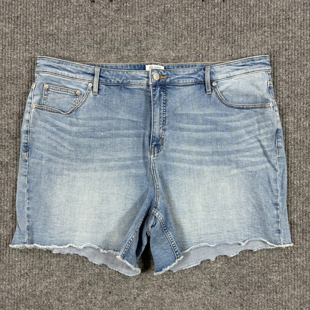 Candace Cameron Bure Womens Plus 22W Denim Cut Off Shorts Raw Hem Stretch Blue